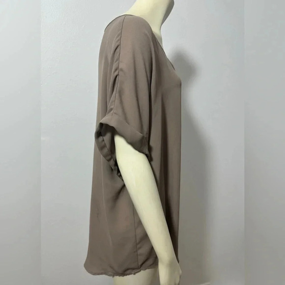 Worthington Criss Cross V Neck Tunic in Taupe - Picture 4 of 10